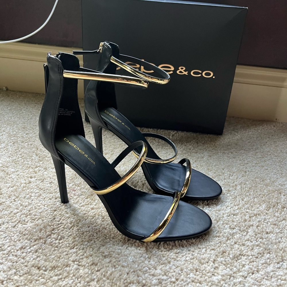 Bebe & Co Berdine Strappy Gold heels